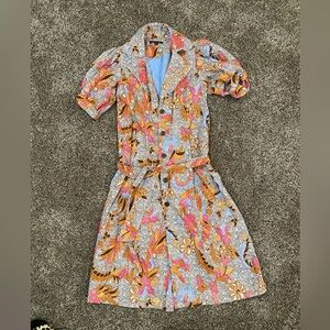 Floral print midi length puff sleeve INC dress